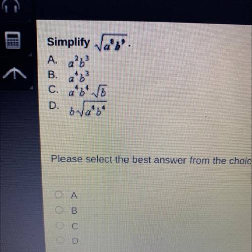 Simplify simplify √a^8 b^9