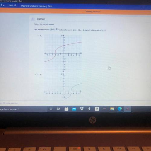 The parent function f(x) 3 to the square root of x is transformed to g(x)=2f(x-3). Which is the grap