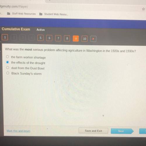 What was the most serious problem affecting agriculture in Washington in the 1920s and 1930s?

O t