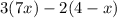 3(7x)-2(4-x)