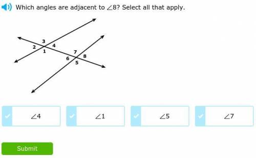 Which angles are adjacent to 8 ? select all that apply
