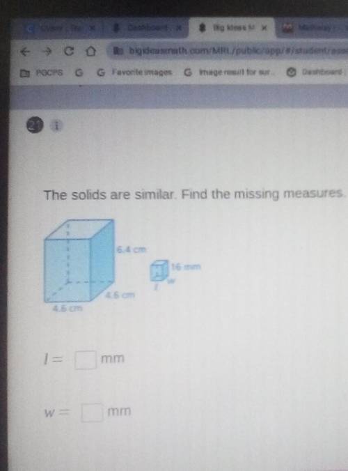 The solids are similar. Find the missing measures​