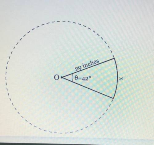 Circle O shown below has a radius of 29 inches. To the nearest tenth of an inch,

determine the le