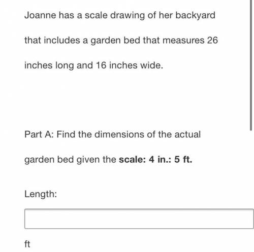 PLS HELP ASAP, THANK YOU! Joanne has a scale drawing of her backyard that includes a garden bed tha