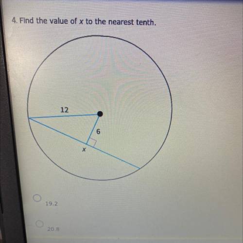 1. Find the value of x to the nearest tenth
A. 19.2
B. 20.8
C. 21.3
D. 19.7