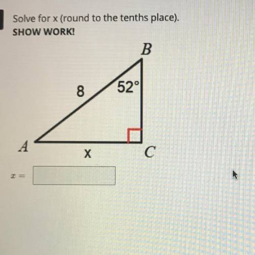 Solve for x and show work