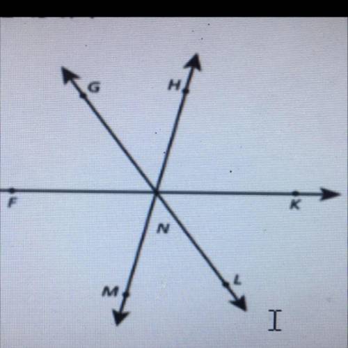 In the diagram below three lines intersect ar N.The measure of LGBF is 60, and the measure of LMNL