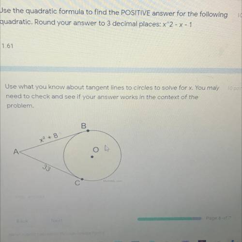 Use what you know about tangent lines to circles to solve for x.