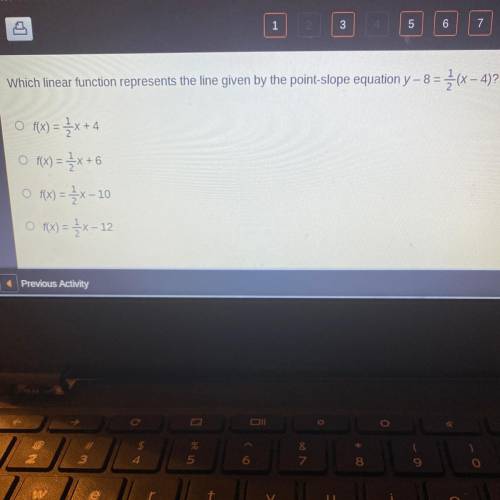 Which linear function represents the line given by the point-slope equation y - 8 = % (x - 4)?

??