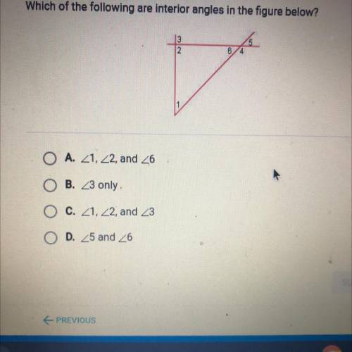 Which of the following are interior angles in the figure below?