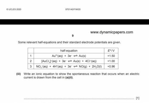 How do i write an ionic equation for these equations: 1) Au³+(aq) + 3e- --> Au(s) 2) [AuCl4]- (a