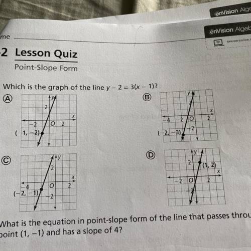 Which is the graph of the line y - 2 = 3(x - 1)?