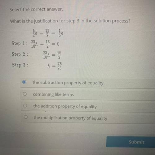 What is the justification for step 3 in the solution process?