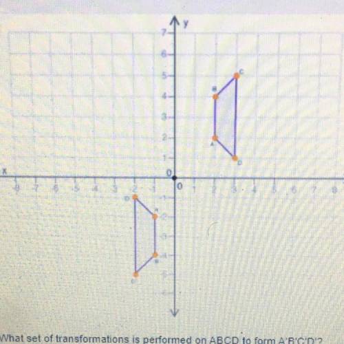 (05.06A)Polygons ABCD and A'B'C'D' are shown on the following coordinate grid:

Y
What set of tran