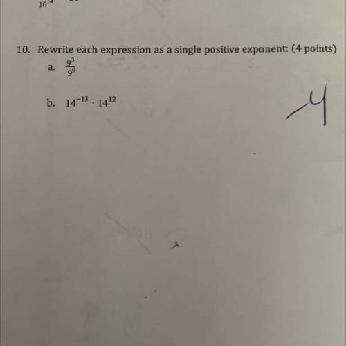 Rewrite each expression as a single positive exponent:

Please help, I have to re-do this but I do