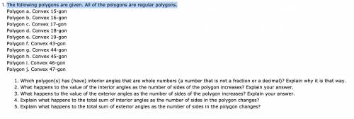 The following polygons are given. All of the polygons are regular polygons.