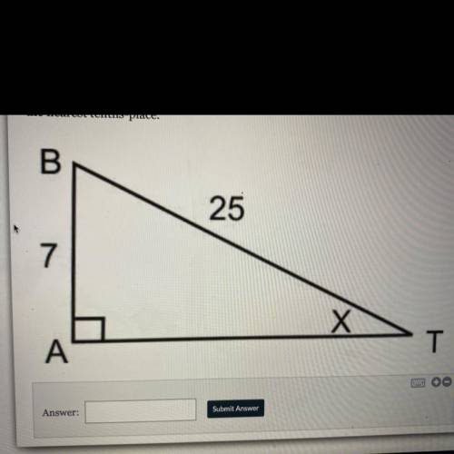Solve for the degree measure of angle T given the figure below. Round your answer to

the nearest