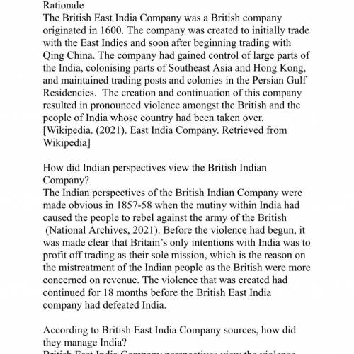 1.​How did Indian perspectives view the British Indian Company?

2.​according to British East Indi