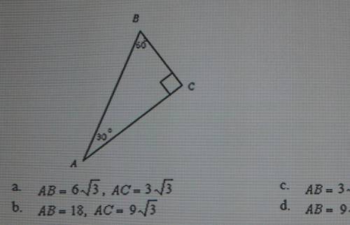 In the diagram, BC= 9. Find AB and AC​