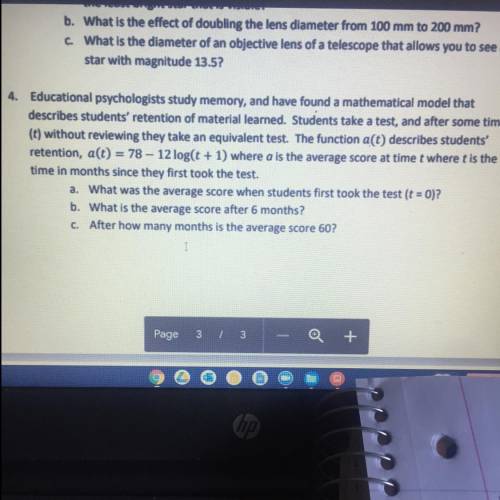 4. Educational psychologists study memory, and have found a mathematical model that

describes stu