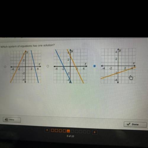 Which system of equations has one solution?