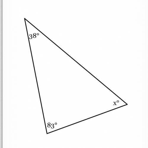 The measures of the angles of a triangle are shown in the figure below. Solve for x.