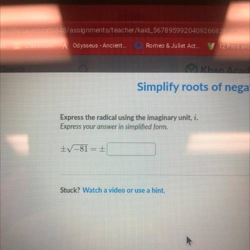 Express the radical using the imaginary unit