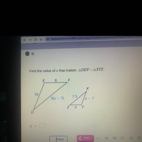 Find the value of x that makes DEF XYZ