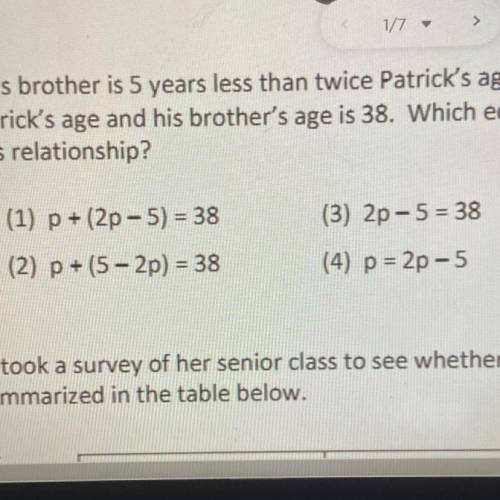 Patrick's brother is 5 years less than twice Patrick's age, p. The sum of Patrick's age and his bro