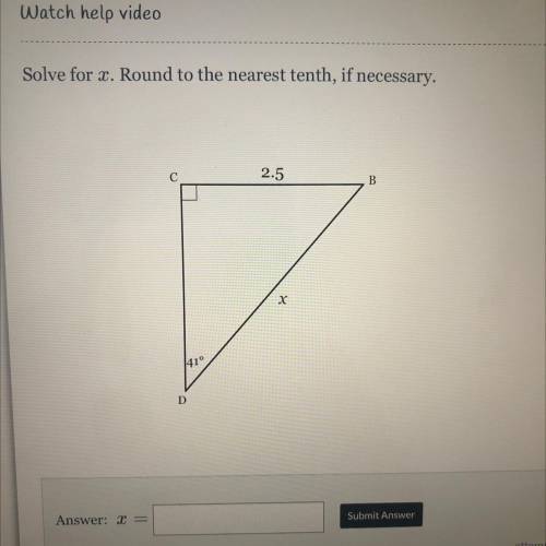 Solve for 2. Round to the nearest tenth, if necessary,
С
2.5
41