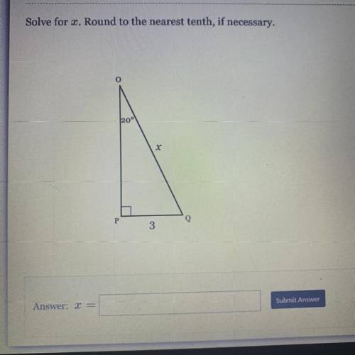 Solve for x. Round to the nearest tenth, if necessary.