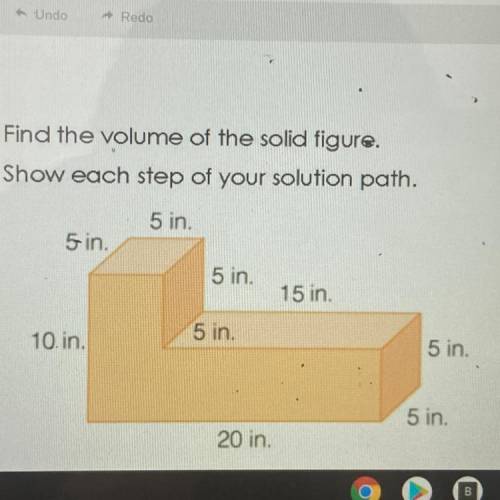 Find the volume of the solid figure. Show each step of your solution path. (Look at the photo I put