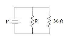 The current that flows through the 36 Ω resistor is 2.5 A. The current supplied by the battery is 7