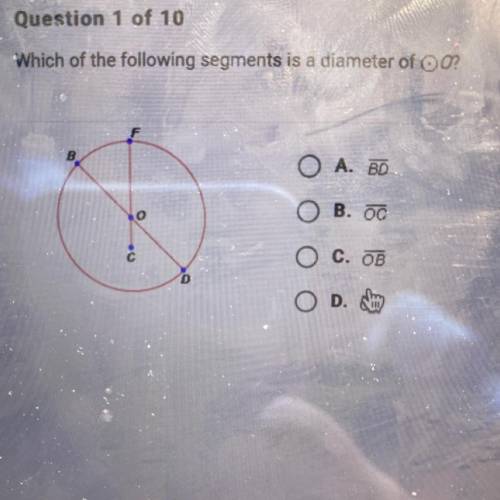 Which of the following segments is a diameter of OO?