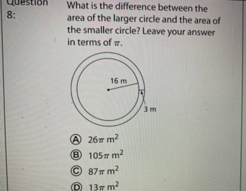 what is the difference between the area of the larger circle and the area of the smaller circle?TER