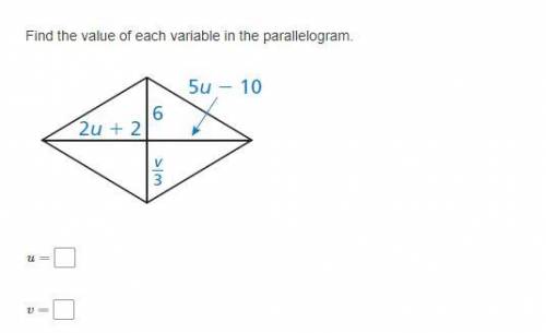 Find the value of each variable in the parallelogram.