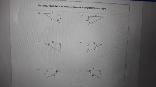 Find x and y. Round to the nearest ten thousandths and angles to the nearest degree.