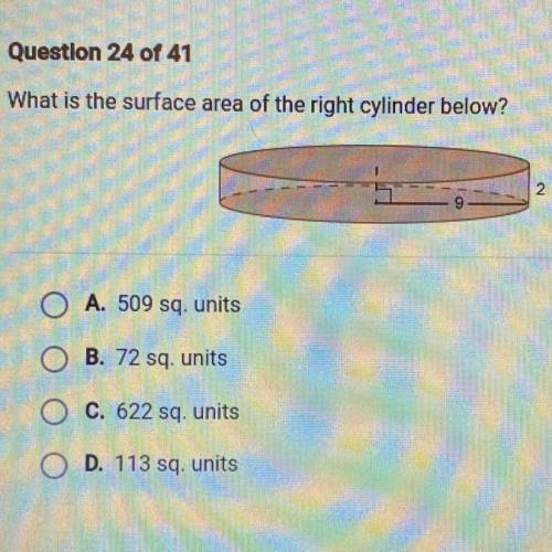 What is the surface area of the right cylinder below?