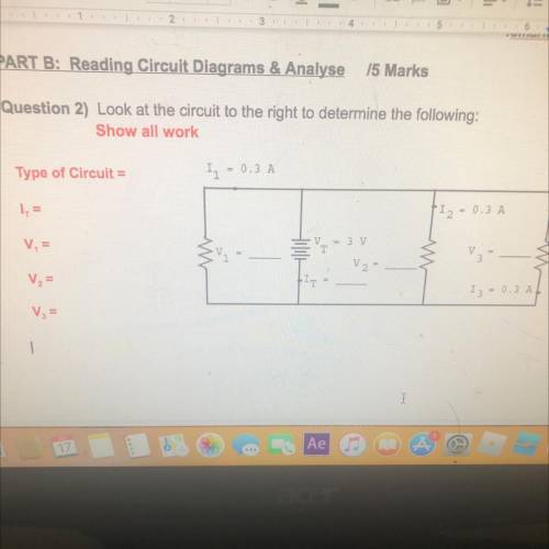 Look at this circuit to the right to determine the following. 
Type of circuit =