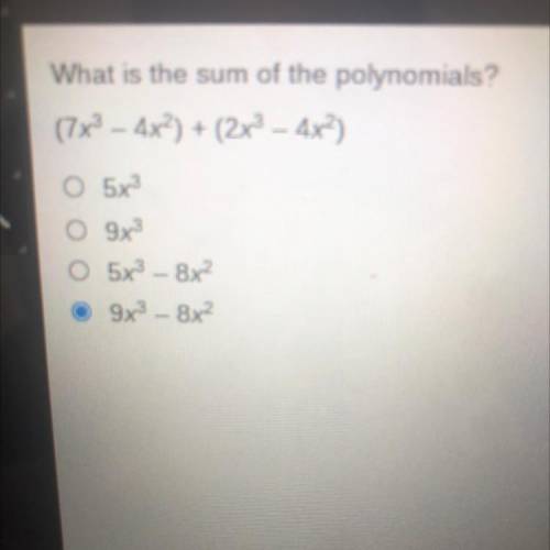What is the sum of the polynomials?
(7x2 - 4x) + (2x - 4x4)