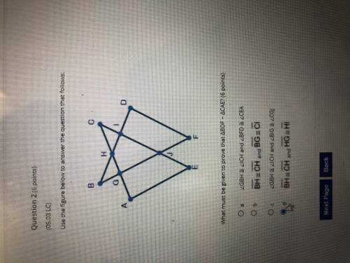 Use the figure below to answer the question that follows , what must be given to prove triangle BDF