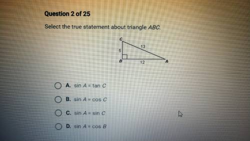 Select the true statement about Triangle ABC.