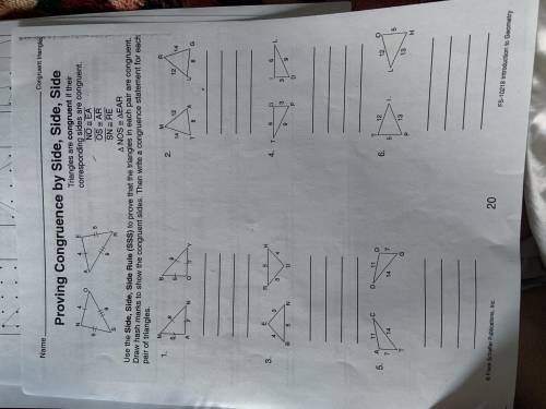 Use the Side, Side, Side Rule (SSS) to prove that the triangles in each pair are congruent. Draw ha