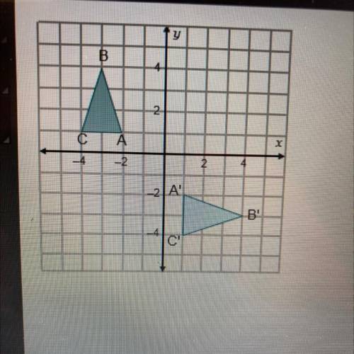 What is the rule for the reflection?

B
.
2
yax(x, y) → (-4.x)
yax(x, y) -(-), -X)
Orx(x, y) → (v.