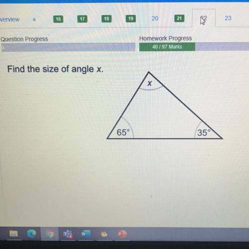 Find the size of the of angle x.