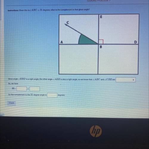 What is the complement that is given from the angle?