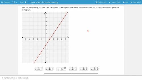 First, find the increasing functions. Then, classify each increasing function as having a larger or