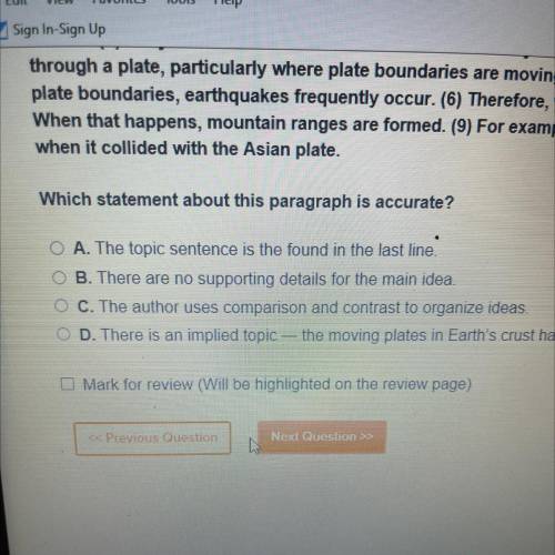 18. This question is based on the following parigrach. The sentences are numbered to help you showe