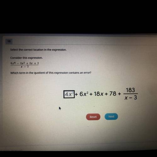 Which term in the quotient of this expression contains an error?