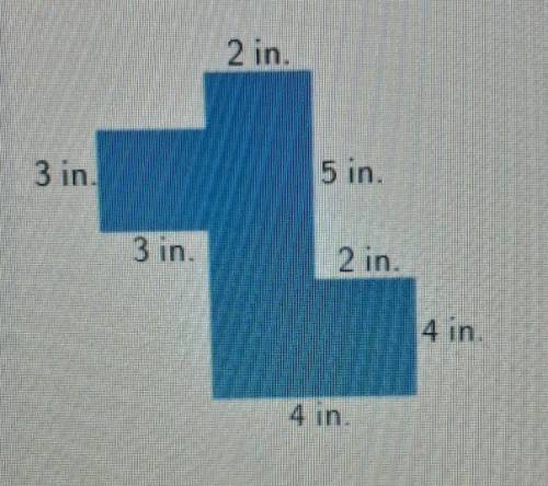 Find the area of the irregular figure. 2in. 5in. 2in. 4in. 4in. 3in. 3in.​